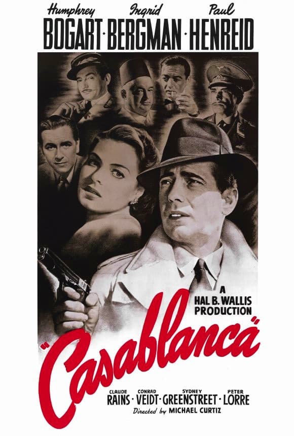 Cartel original en inglés de Casablanca con Humphrey Bogart e Ingrid Bergman