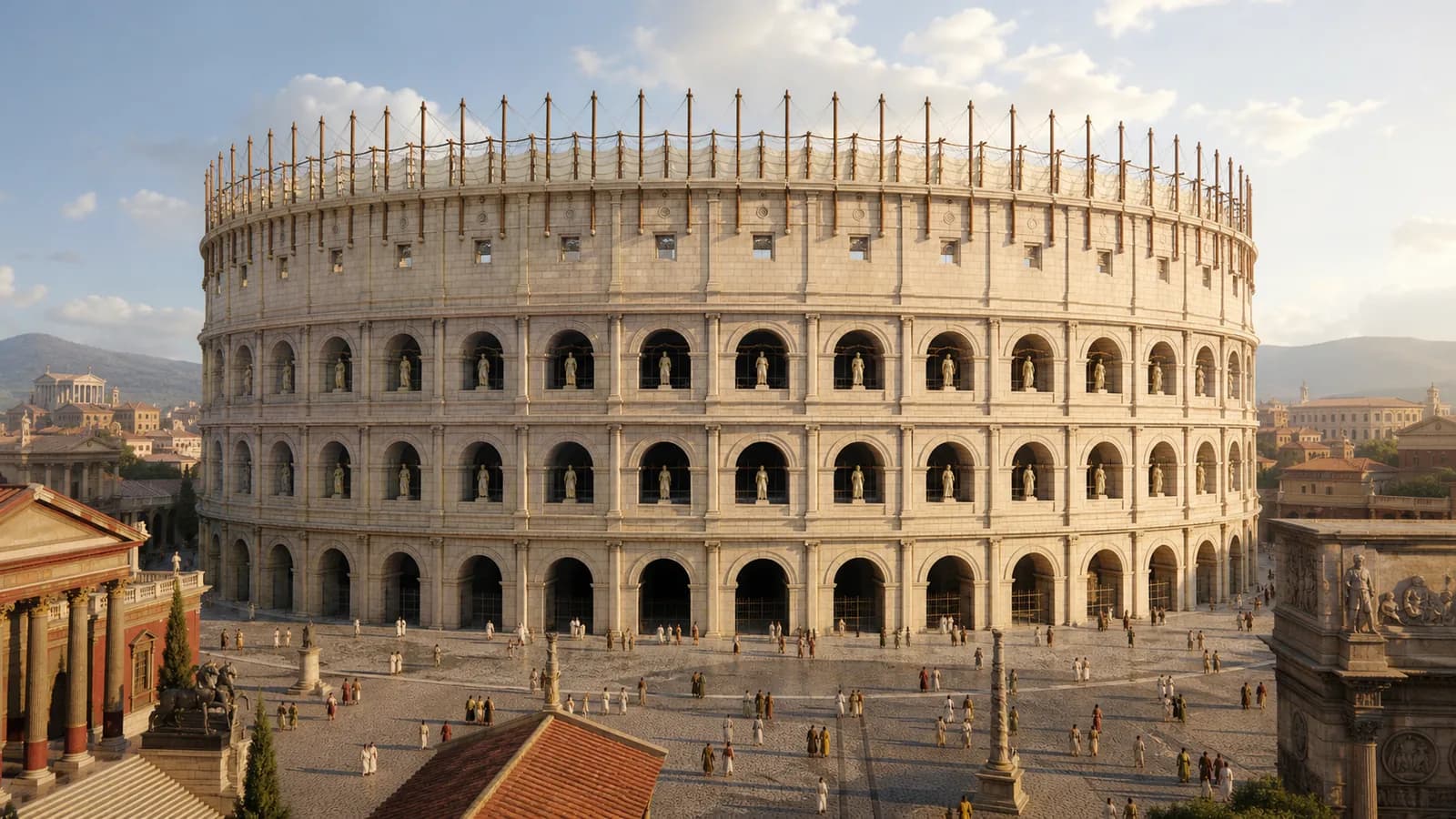 Reconstrucción del Coliseo romano en todo su esplendor
