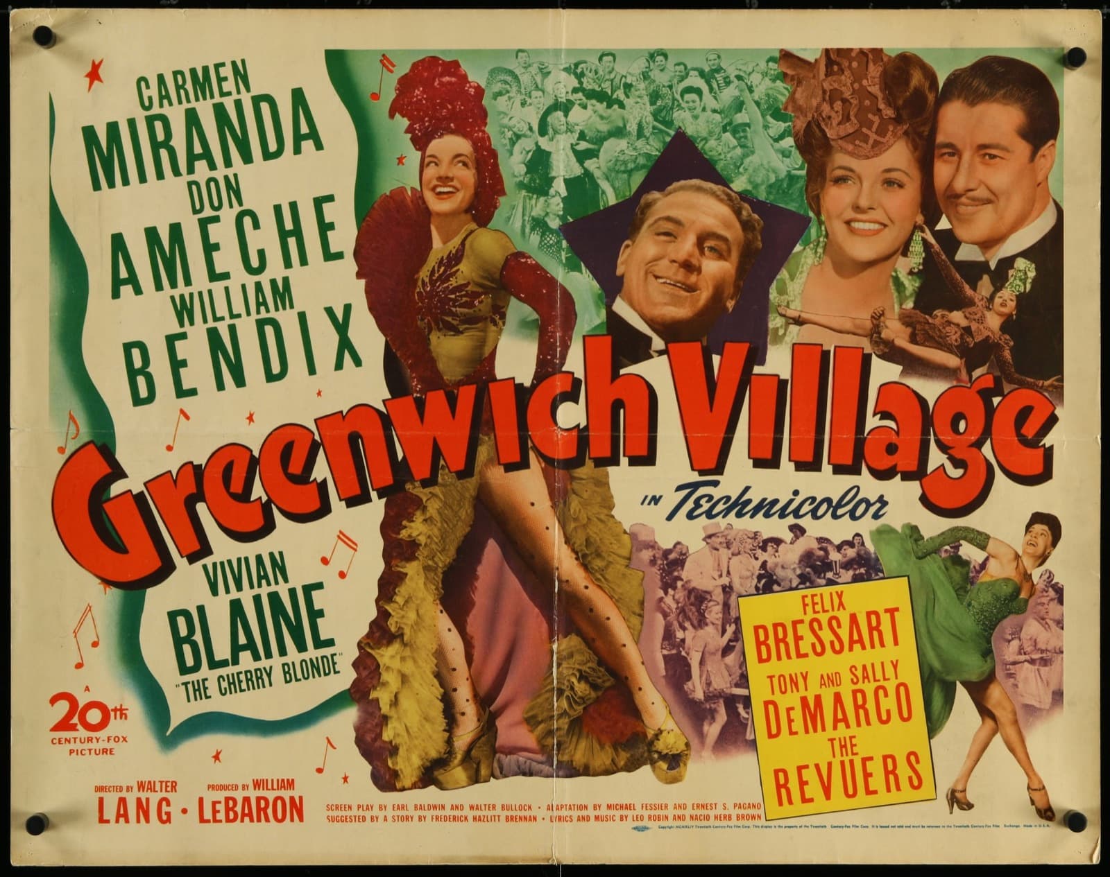 Cartel original de la película Greenwich Village de 1944