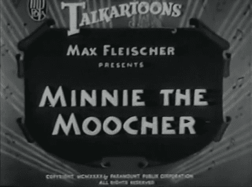 Cartela original del corto Minnie the Moocher con Betty Boop